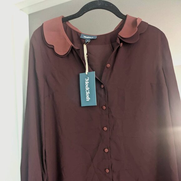 *NWT* Modcloth Peter Pan Collar Vintage-Style Blouse - Picture 1 of 4
